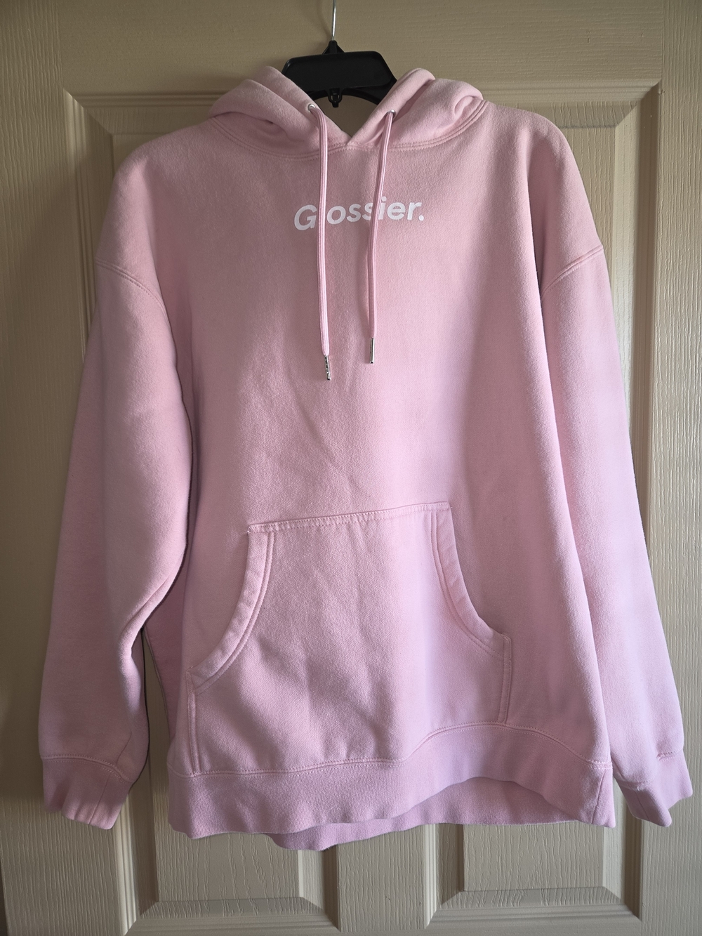 Glossier Soft Pink Logo Hoodie Sweatshirt
